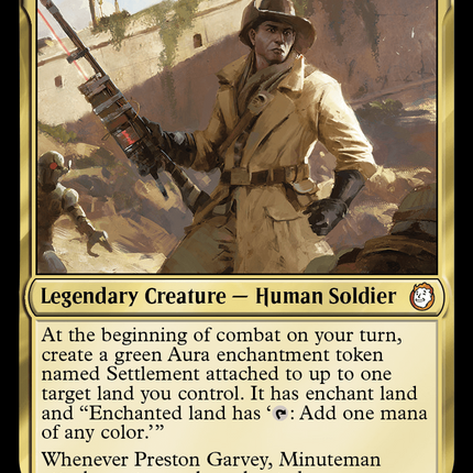 Preston Garvey Minuteman commander card from MTG Fallout Scrappy Survivors - House of Games