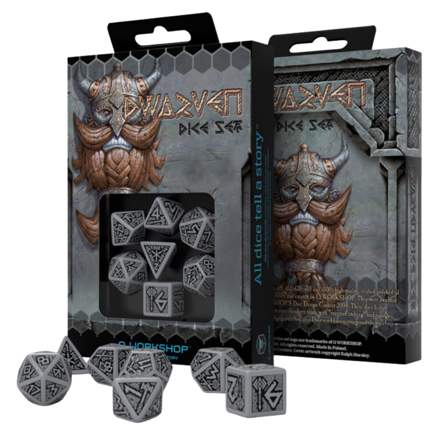 Dice Dwarven Gray & Black Dice Set - Q Workshop