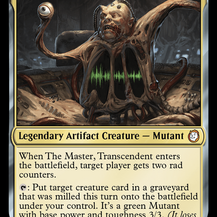 The Master Transcendent commander card from MTG Fallout Mutant Menace - House of Games