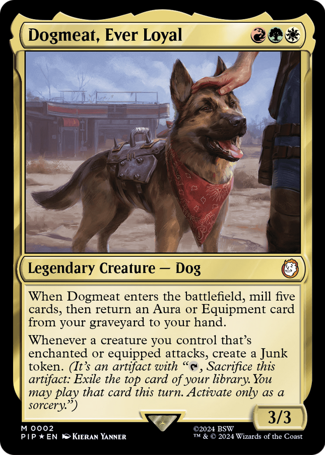 Dogmeat Ever Loyal commander card from MTG Fallout Scrappy Survivors - House of Games
