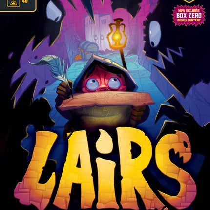 Lairs board game box front with Box Zero bonus content