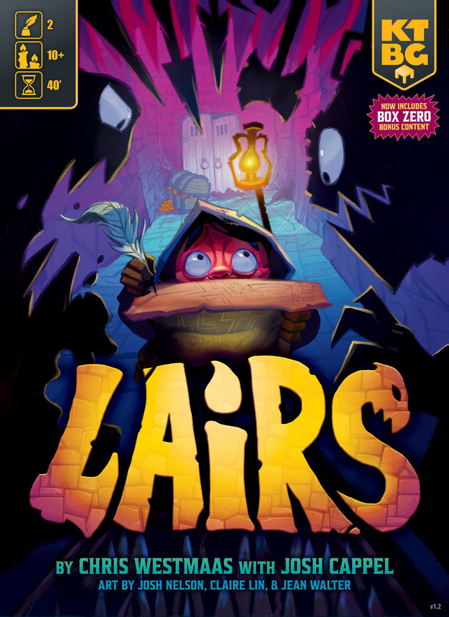 Lairs board game box front with Box Zero bonus content