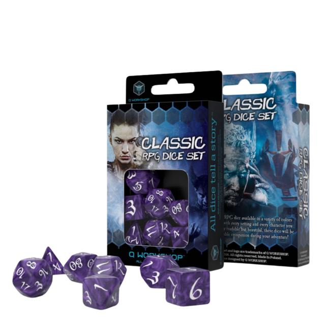 Q Workshop classic RPG purple and white dice (7 pack)
