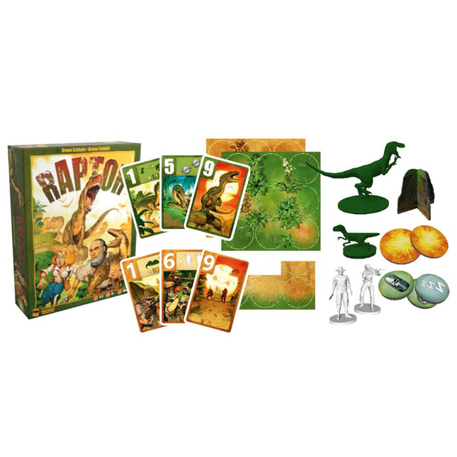 Raptor board game components overview